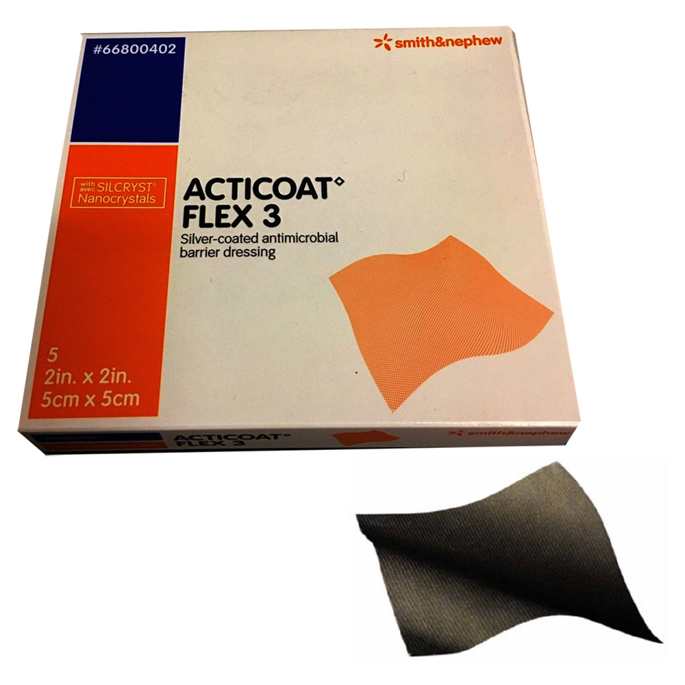 acticoat flex 3 silver dressing SMITH AND NEPHEW 66800406 ACTICOAT FLEX 3 Silver-Coated Antimicrobial  Barrier Dressing, 10cm x 10cm (Box Of 12) (X)
