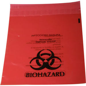 Biohazard Liners, Red with Ziplock, 12